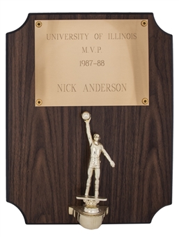 1987-88 Nick Anderson University of Illinois MVP Plaque